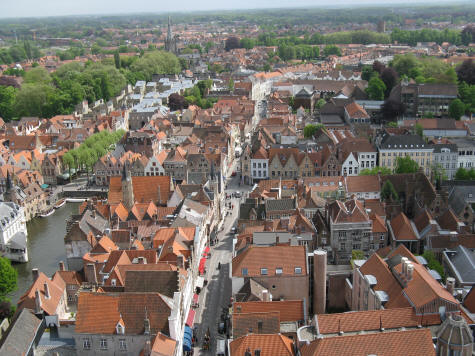 Wollestraat Street in Bruges Belgium